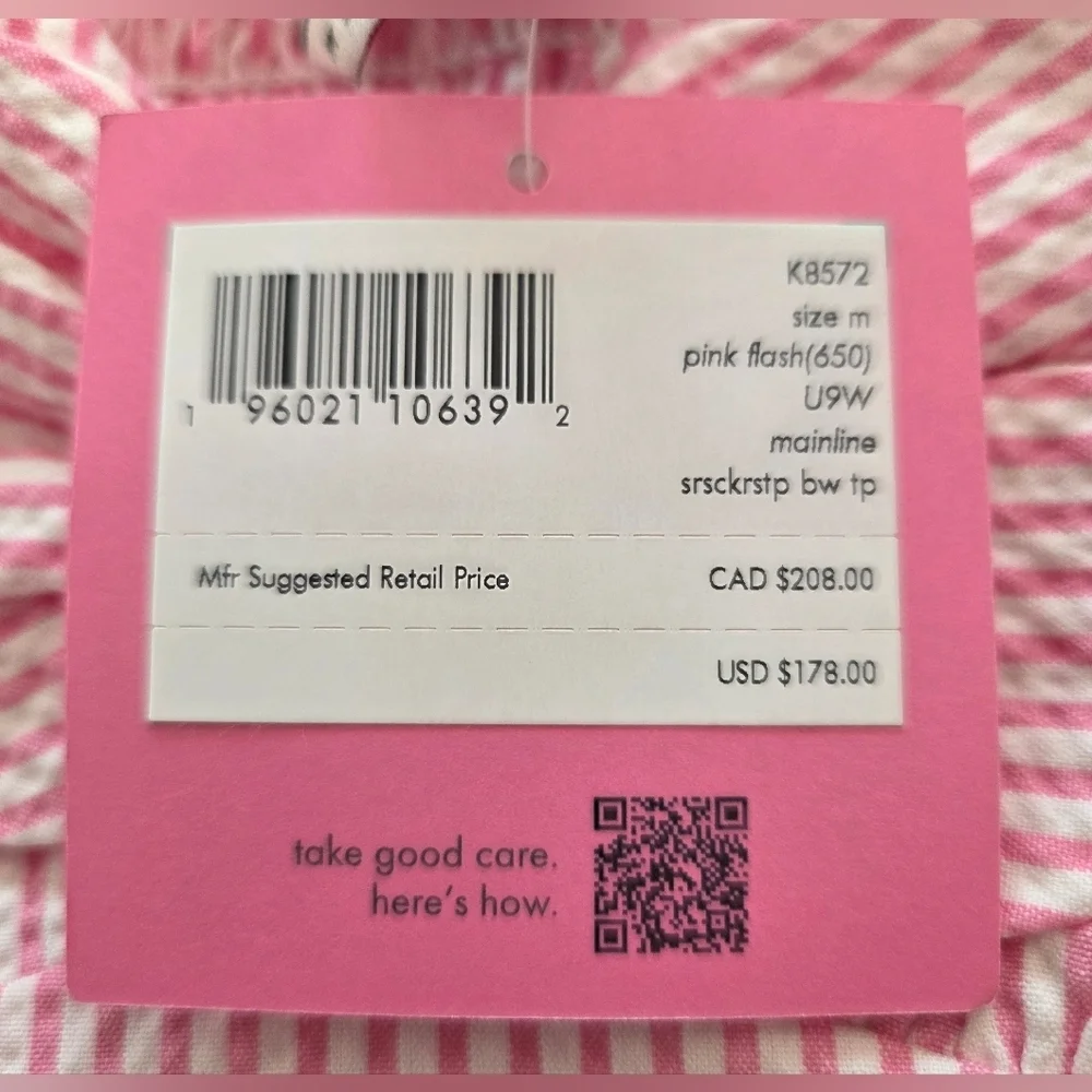 NEW KATE SPADE SEERSUCKER STRIPE BOW TOP BLOUSE.